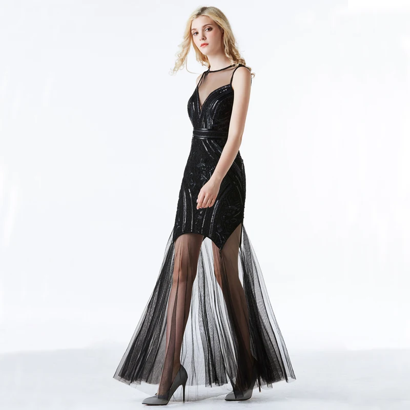 YIDINGZS вечерние платья с блестками и бисером длинное вечернее платье русалки стиль YD919