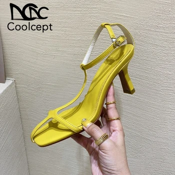 

Coolcept Women Sandals Fashion Buckle Strap High Heel Summer Shoes Woman 5 Color Sexy Party Wedding Lady Footwear Size 35-39