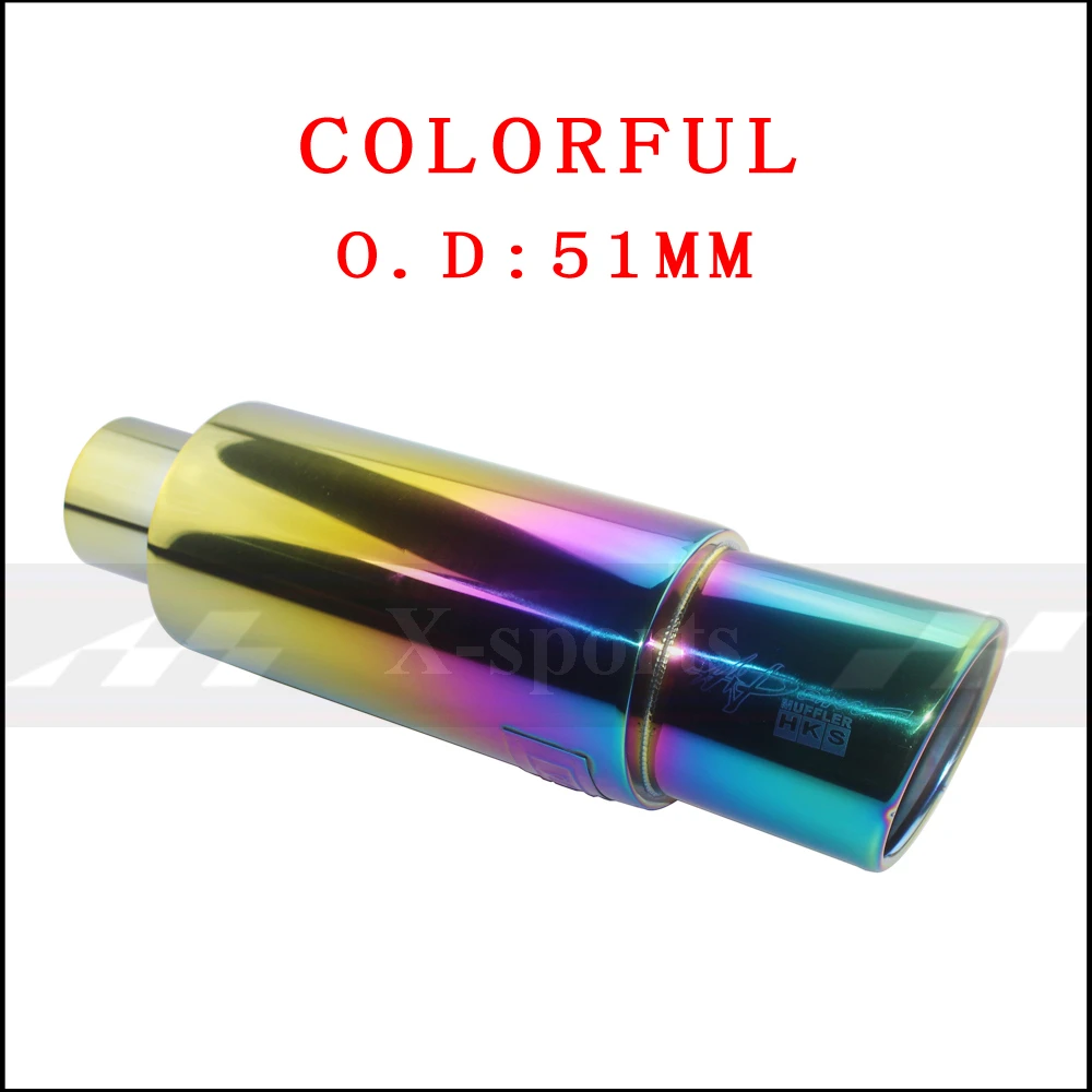 colorful 51mm Авто Мото укладки выхлопные системы Совет глушитель выхлопной трубы Высокое качество Универсальный нержавеющая сталь O.D 51 57 63 мм овальные глушители - Цвет: colorful 51mm