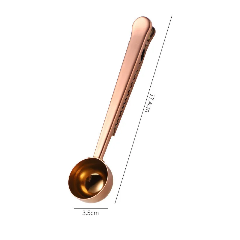 Rose Gold Многофункциональные кухонные принадлежности молочный чай молотый мерный стакан кофе совок с мешком клип порошок для уплотнения еды ложка посуда для напитков инструмент - Цвет: Rose Gold