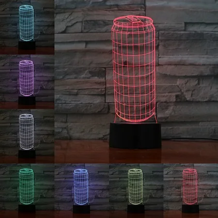 D 3D бутылка лампа Акриловая тарелка сенсорный беспроводной USB пивная ваза Can Bar Luminaria вечерние магазин украшение стола мальчики подарок на день рождения праздник - Испускаемый цвет: D