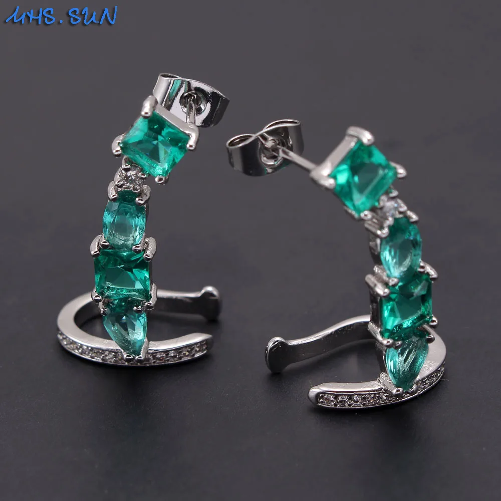 MHS. SUN, Ретро стиль, AAA циркон, ювелирное изделие, модные женские серьги-гвоздики, Золотой/Серебряный цвет, вечерние серьги с кристаллами для женщин, подарок, 1 пара