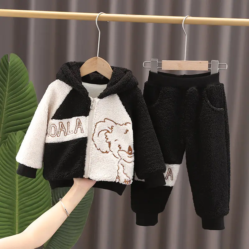 

Winter Baby Girls Clothes Suit Children Thicken Velvet Coat Pants 2Pcs/Sets Toddler Warm Fleece Boys Clothing Kids Tracksuits