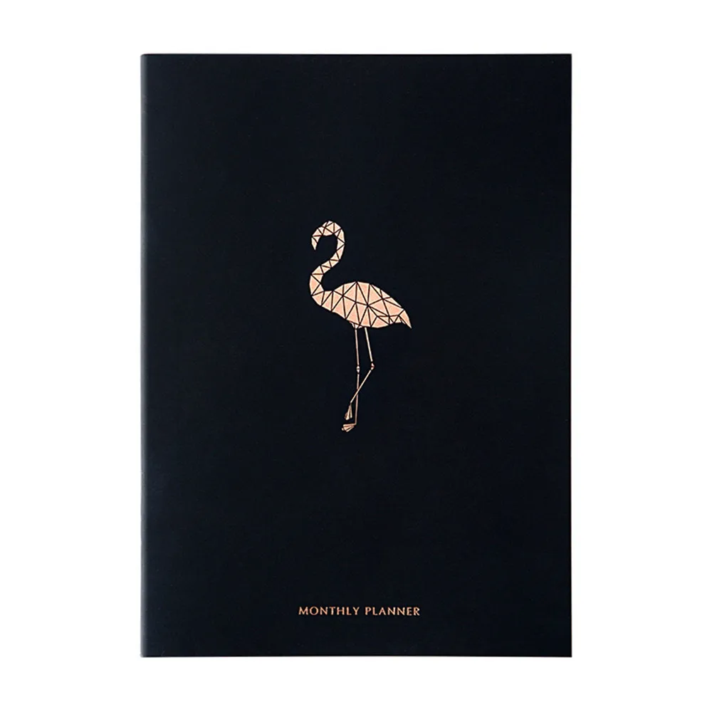 Black Cover Calendar Notebook Weekly Monthly Schedule Planner Stationery Journal A4 Agenda Organizer Office School Supplies - Цвет: flamingo