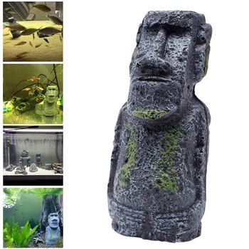 

Easter Island Mini Statue Accessory Pipe Fish Tank Aquarium Decoration Ornament