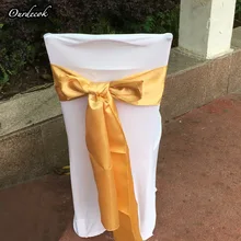 50 шт./партия, золото, " x 108", ленты для стульев, сатиновые ленты для стульев, бант, Свадебная вечеринка, товары для украшения