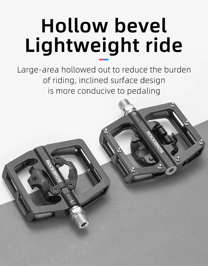 ROCKBROS MTB Bike Lock-to-Flat Pedal Aluminum Alloy Pedal Lock//Flat Pedal SPD