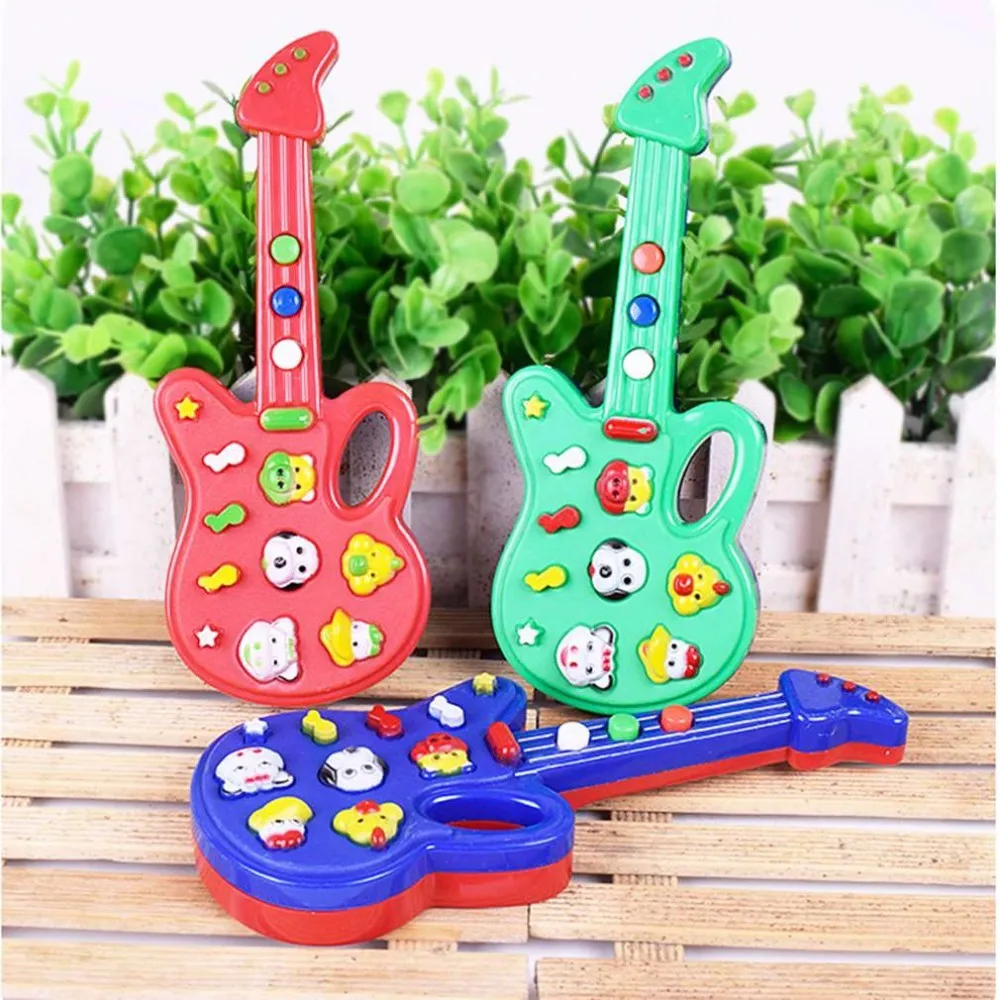 YKS Toy Music Electric Guitar Toys for Kids Baby Nursery Rhyme Music Simulation Plastic Guitar Baby Kids Best Gift Random Color