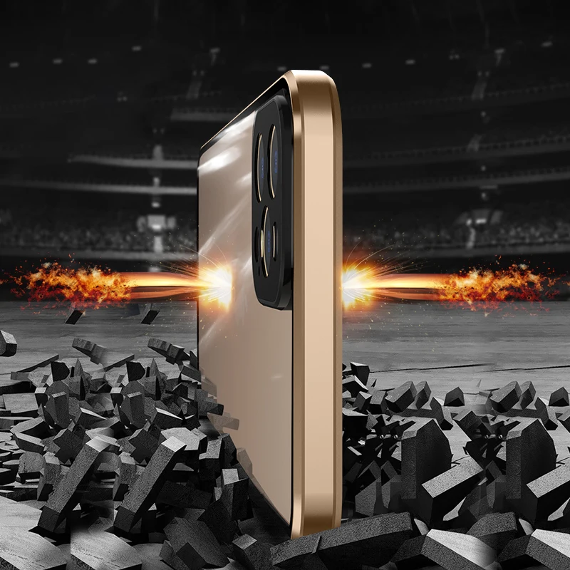 Metal 360 Cases For iphone 12 pro Max Case buckle installation Glass For iphone 12 mini case funda luxury coque cover phone case