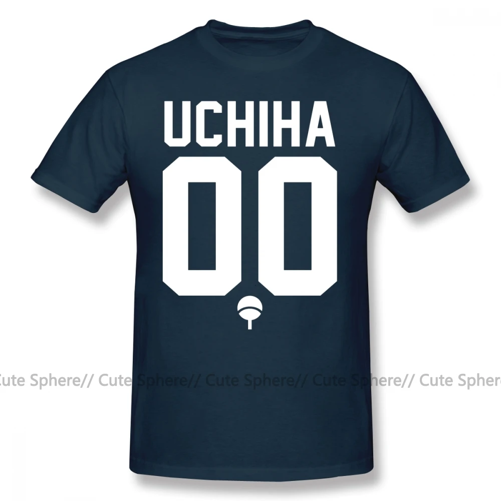 Футболка Uchiha из джерси белого цвета, футболка с коротким рукавом и графическим рисунком, 100 хлопок, 5x пляжная Милая Мужская футболка - Цвет: Navy Blue