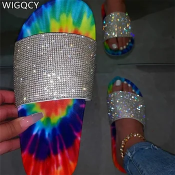 

2020 New Summer Plus Size 35-43 Women Shoes Open Toe Slippers Women Flat Sandals Glitter Flip Flops Women Beach Flip Flops D679