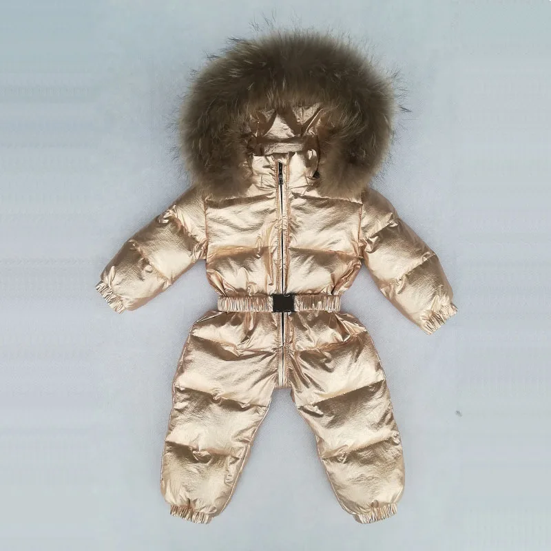 Luxury Gold Infant Baby Down Rompers Duck Down Filling Kids Baby Snowsuit Thick Warm Hooded Toddler Boys Girls Winter Jacket