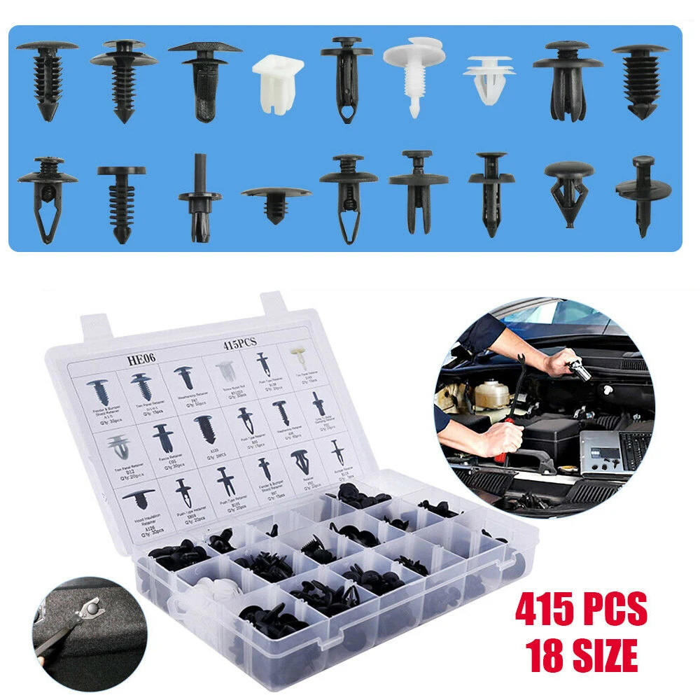 Areyourshop 415 шт. автомобильный бампер нажимные заклепки зажим Фиксатор двери застежка-молния 18 размер для Ford Push Pin заклепки зажим автозапчасти