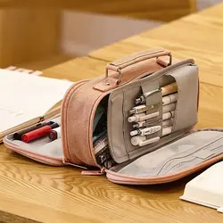 Корейский большой пенал портативный из парусины симпатичный карандаш коробка для детей Двухслойное хранение ручек сумка, школьные