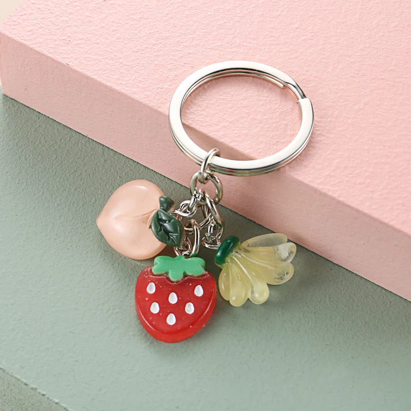 Cute Fruit Keychain Resin Key Ring Peach Banana Orange Avocado Key Chain  For Women Girls Car Hanging Gifts Diy Jewelry Handmade - Key Chains -  AliExpress