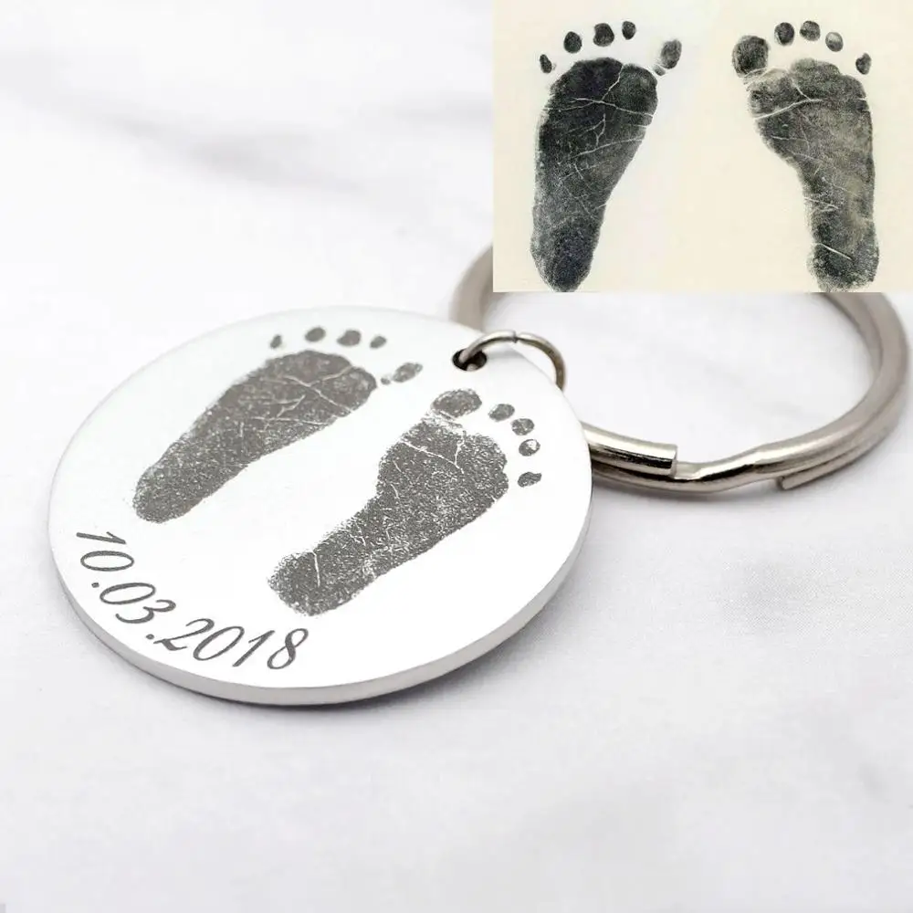 Custom Footprint Keychain Key chain Baby Birth Memorial Gift Actual Christmas | Украшения и аксессуары