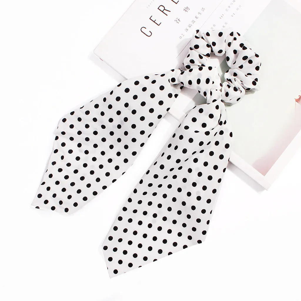 Банты для волос для женщин резинки Polk Dot Ruched стримеры аксессуары для волос лента для волос Haar аксессуары повязки для девочек# T10