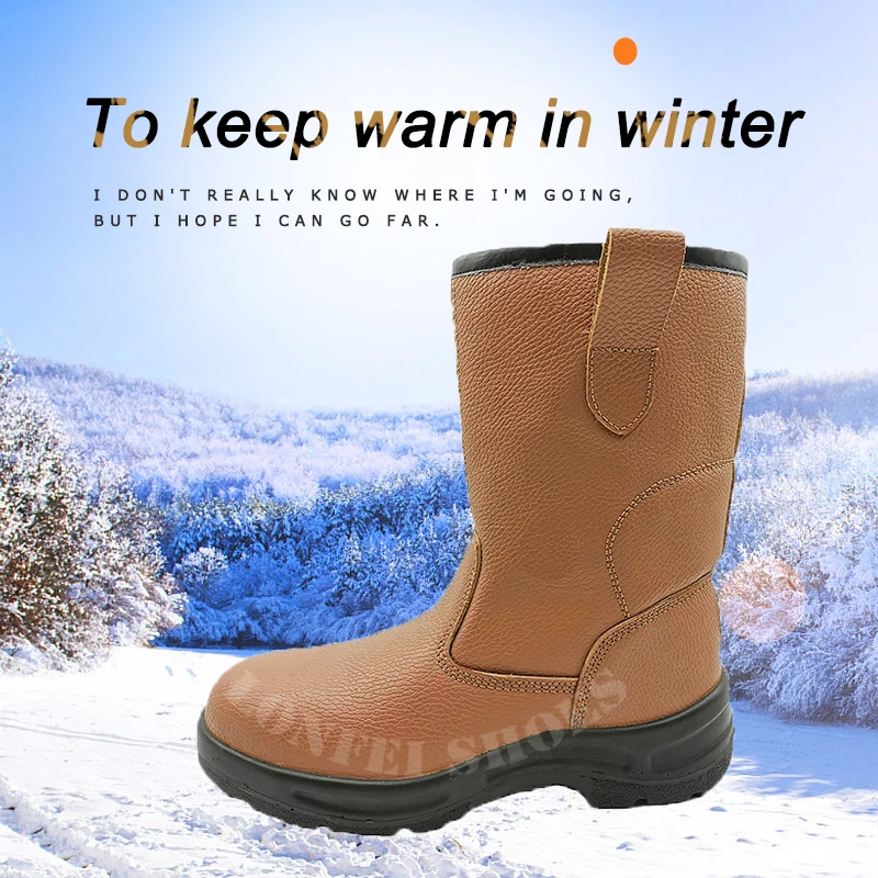 Высокие зимние теплые рабочие ботинки с защитой от холода для мужчин и женщин, защитная обувь со стальным носком, противоскользящая и Ударопрочная Уличная обувь