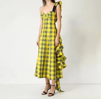 

Top Quality Sexy One Shoulder Dress Celebrity Fashion Summer Vintage Evening Party Dresses