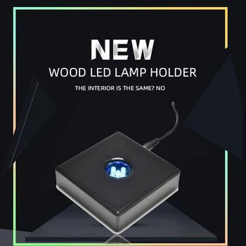 

3.5 "x 3.5" x 1 "Small Piano Black lacquer finish square wooden led light base