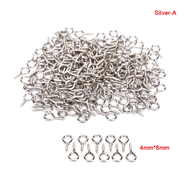 200pcs Mini Eye Pins Clasp Rhodium Color Small Loop Screw Bail for Top Drilled Charm Pendant Making 3 Colors | Украшения и