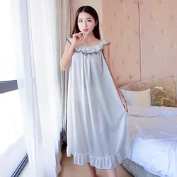 Oversize 6XL Ladies Women Faux Silk Satin Long Nightdress Silk Lace Sexy Lingerie Nightgown Sleepwear Sleepshirts Home Clothing