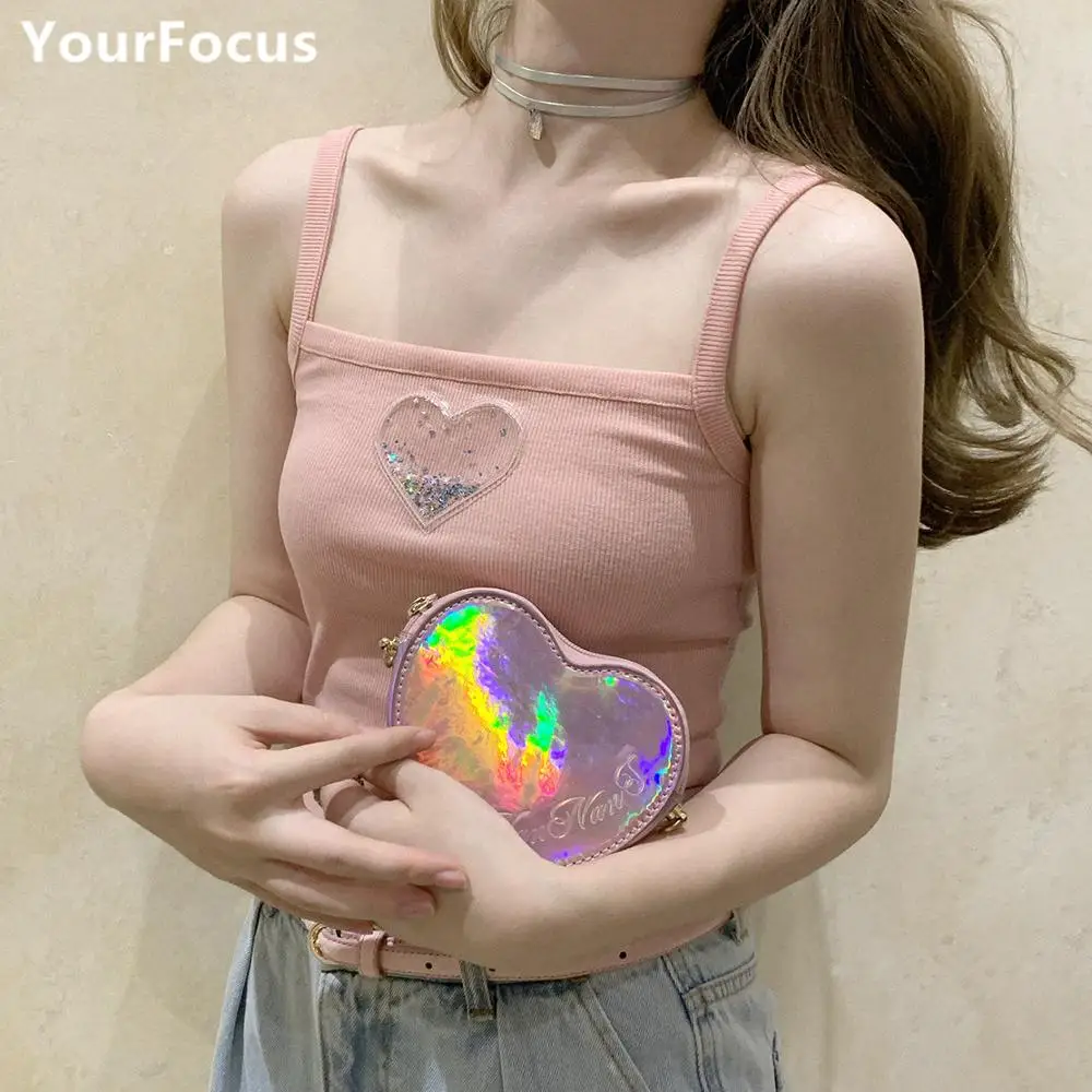 Милая Лолита kawaii разноцветные лазерные блестки зыбучие пески прозрачные сердца