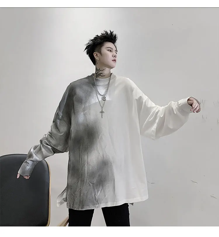 Осенняя толстовка с капюшоном Tie Dye, мужская мода, Повседневный свитер с круглым вырезом и фальш-вставкой, Мужская Уличная одежда, свободные толстовки, Мужская толстовка, M-XL