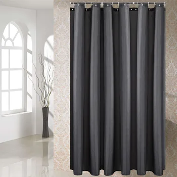

Dark Grey Shower Curtain Solid Color Waterproof Bath Curtains Hooks 12pcs Cover For Bathtub Wide Large Bathing Extra Bathroom