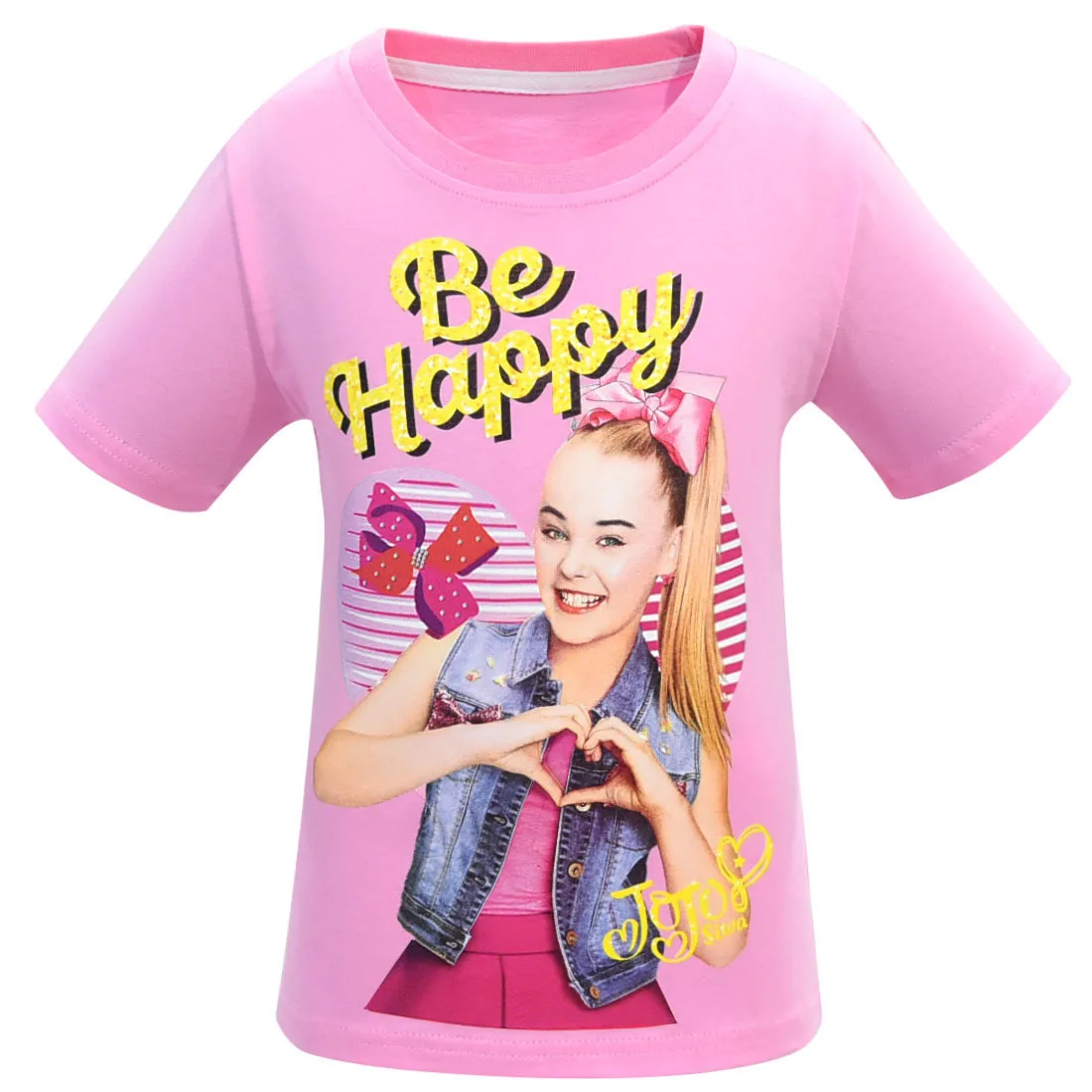 Новая детская летняя футболка одежда для девочек Jojo Siwa/одежда футболка с короткими рукавами детская хлопковая Футболка с героями мультфильмов футболки, топы для девочек