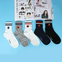 Женские носки в полоску с героями мультфильма «Улица Сезам», «печенье», «Монстр Элмо», с надписями; корейские модные Забавные милые хлопковые носки; сезон осень-зима