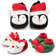Рождественские Нескользящие теплые носки для новорожденных девочек и мальчиков, тапочки, ботинки, осенне-зимняя теплая Повседневная обувь для малышей 0-12 месяцев