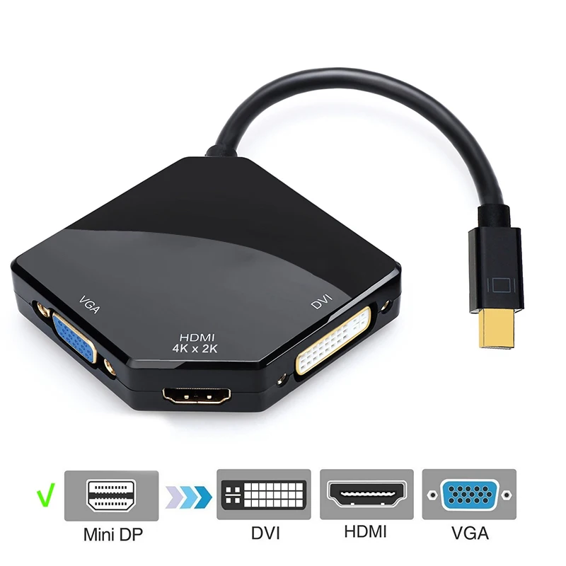 3-in-1 Mini DP to HDMI DVI VGA Adapter 1080p Converter for PC Computer SD998 |
