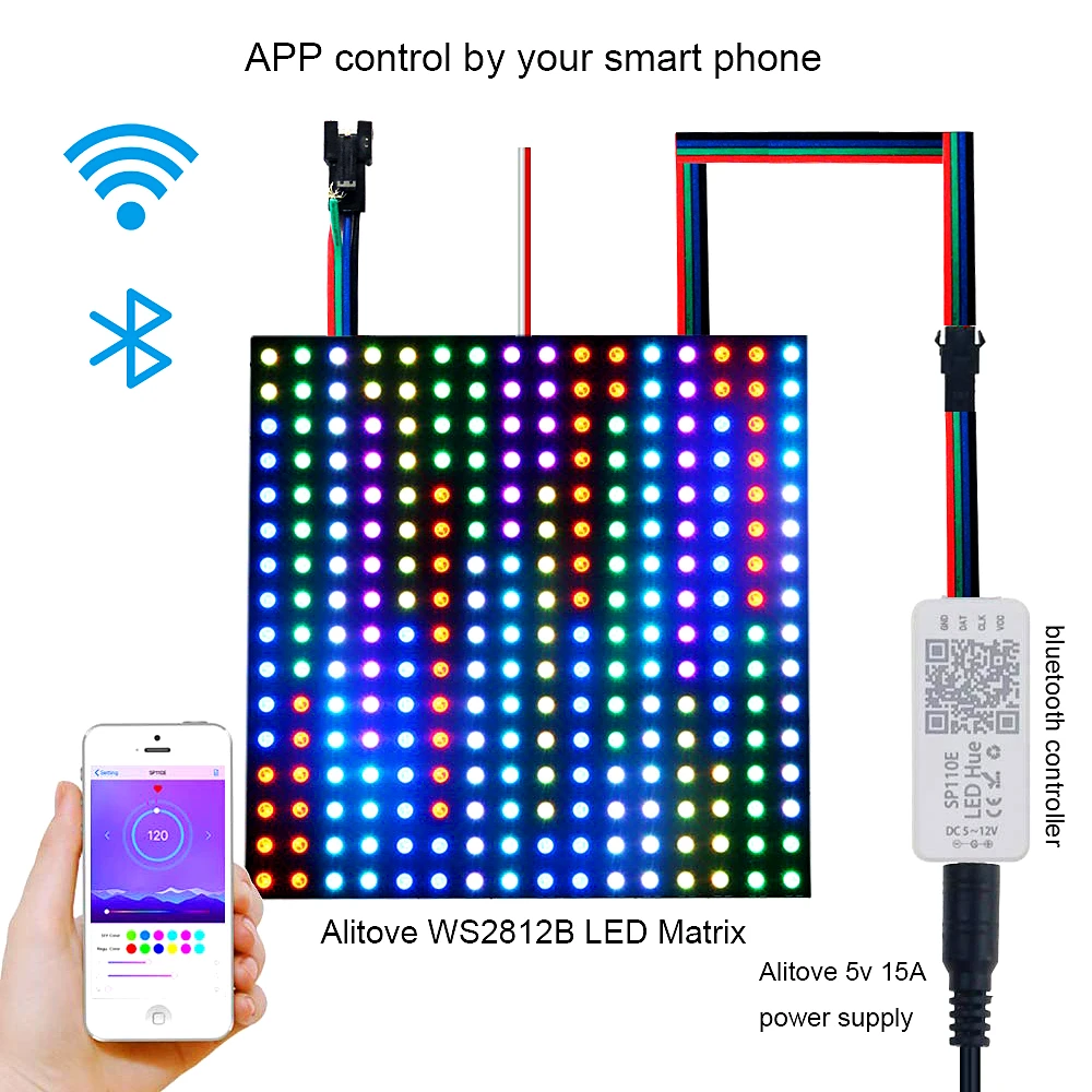 SP110E Bluetooth управление Лер для WS2801 WS2812B SK6812 RGB RGBW волшебные огни светодиодный пиксель полосы IOS Android смартфон приложение управление