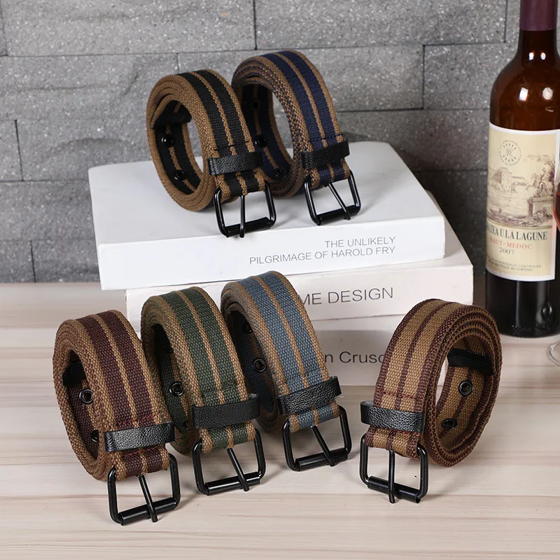 New Hot Selling Men's Woven Cotton Sports Canvas Thickened and Lengthened Belt leather belt