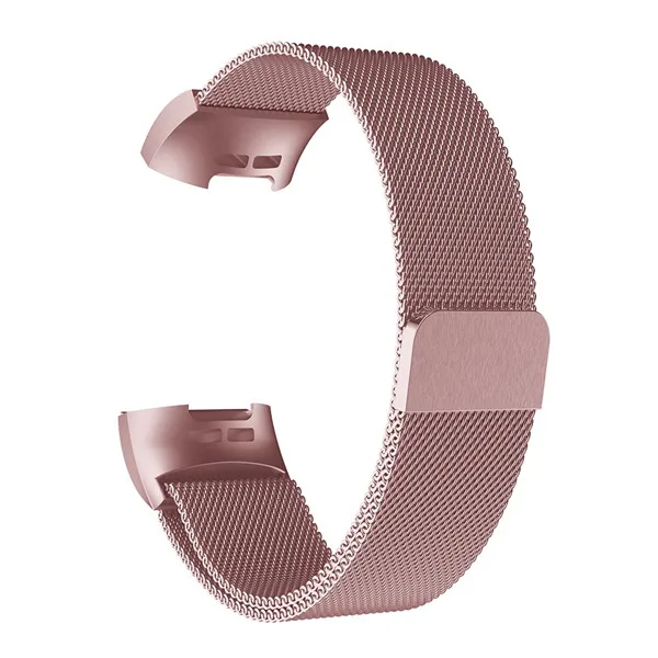 Миланская петля, цветной ремешок для часов для Fitbit Charge 3, ремешок с разъемом, браслет из нержавеющей стали, металлический ремешок - Цвет: Pink