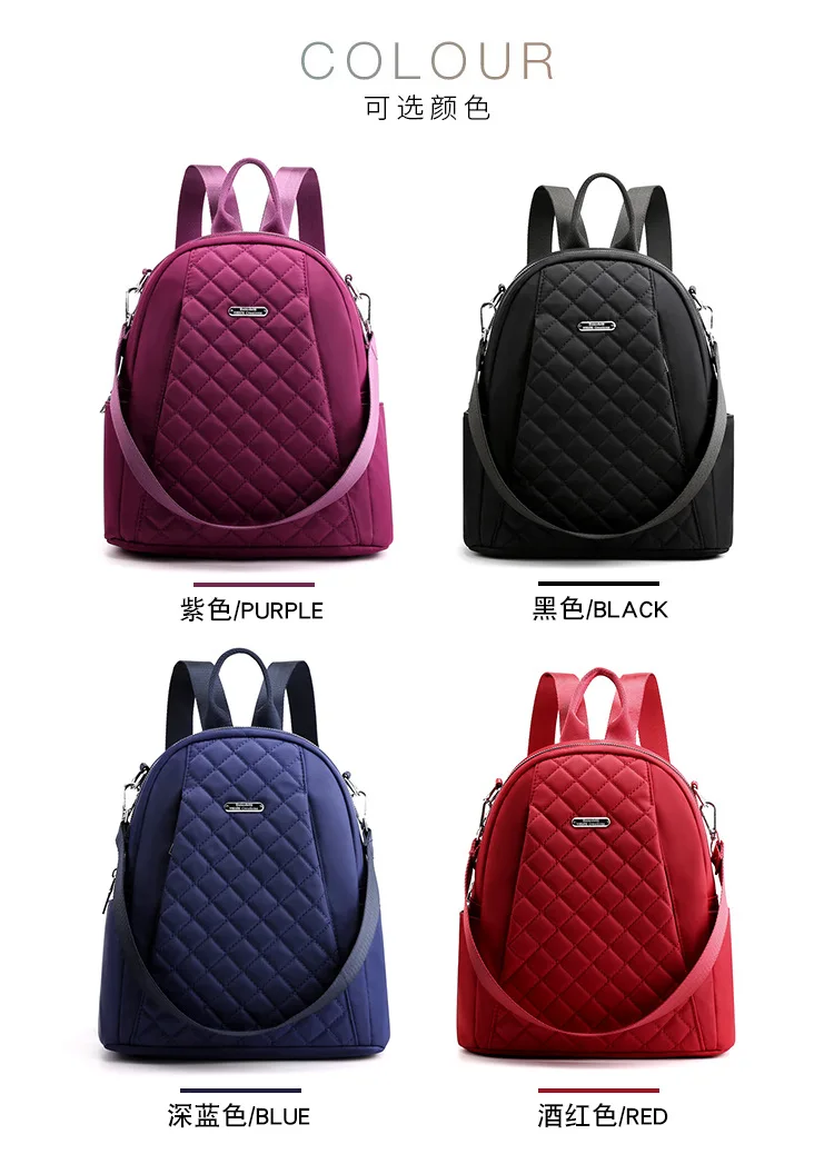 YS-1728 New Fashion Embroidered Line Ladies Backpack Casual Nylon Bags Lightweight Women's Backpack
