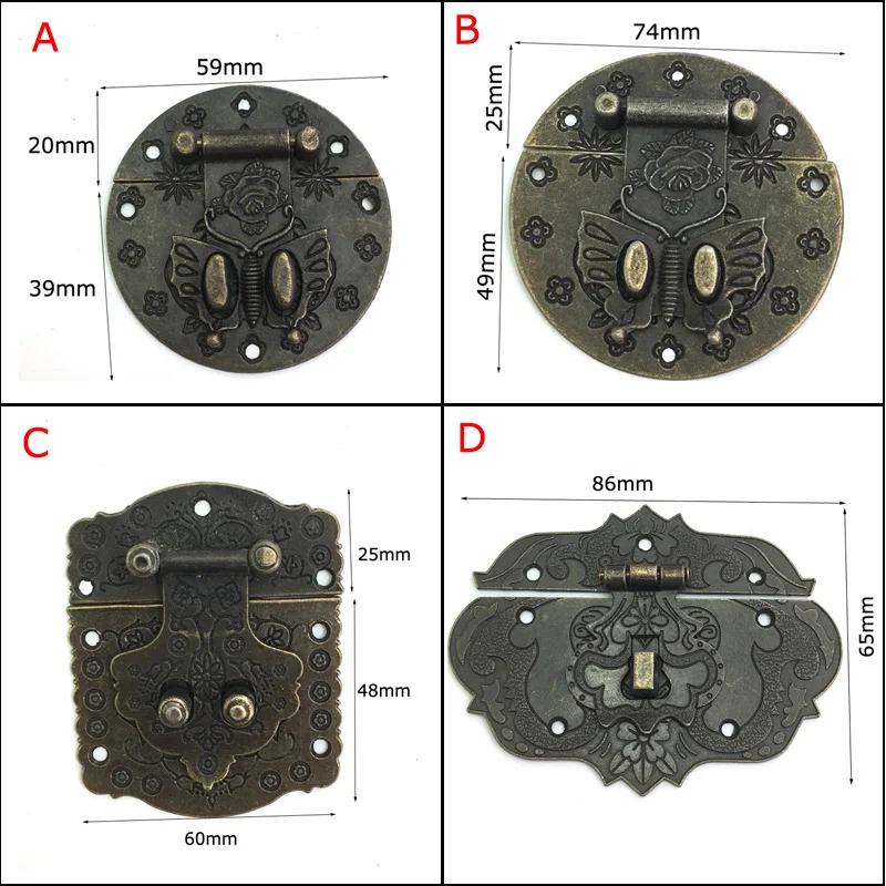 1x Antique Bronze Wooden Case hasp Vintage Decorative Jewelry Gift Box Suitcase Hasp Latch Hook Furniture Clasp Lock