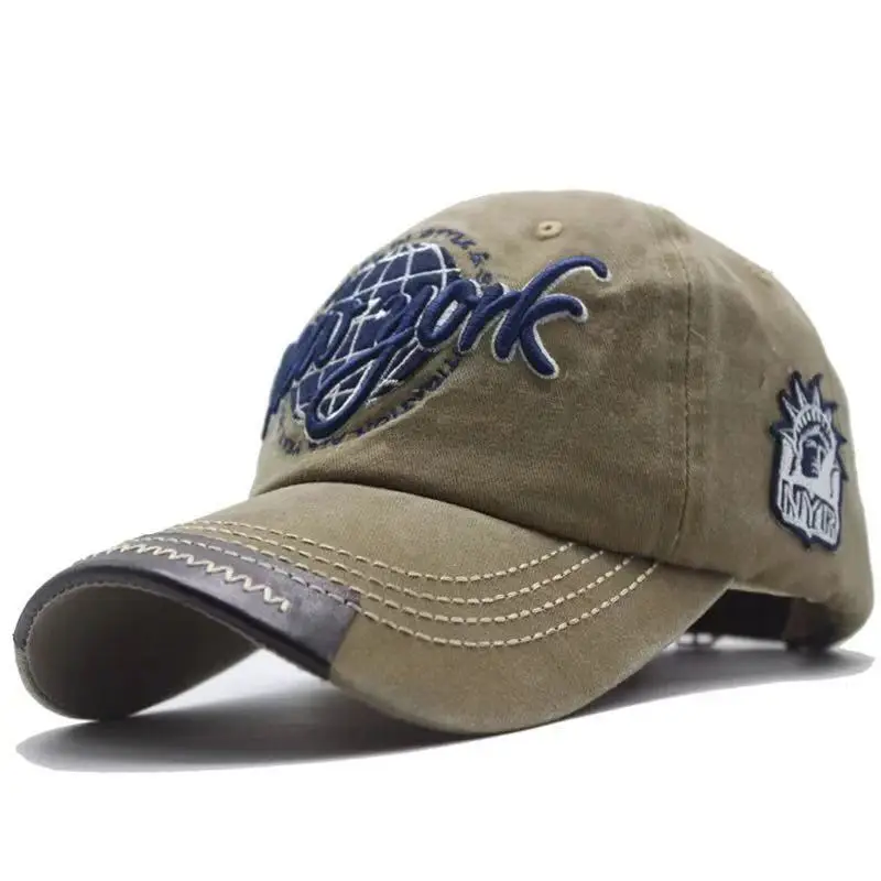 Хаки Хип хоп шляпа, Бейсбольная Кепка Snapback хлопок бейсболки сделать старый Открытый спортивные бейсболки шляпы - Цвет: Хаки