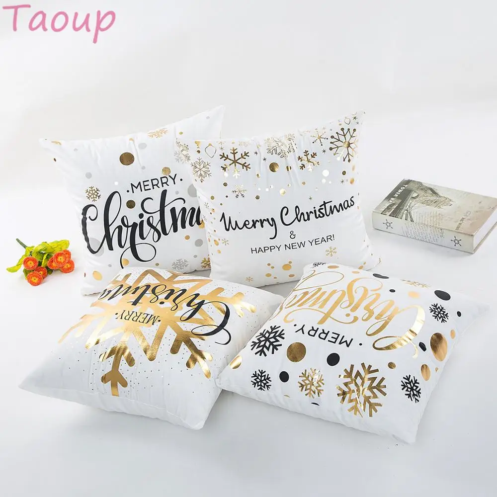 Taoup 1 шт. Золотая Снежинка Merry Christmas декоративные домашние наволочки для рождественских украшений Рождественский Декор для дома Noel Bells Santa Hot