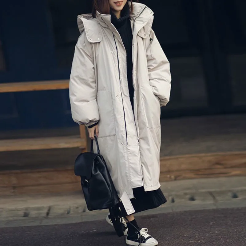 Autumn New Winter Jacket Women Parka Thicken Oversized Hooded Hat Coats Warm Solid Feminina Outerwear Female Tops S321