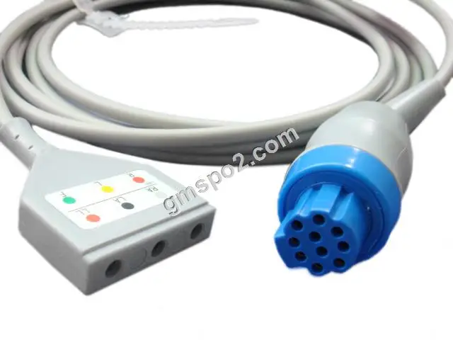 

Datex Ohmeda AS/3, CS/3 ,S/5 compatible 3/5-LEAD ECG cable , DIN /LL yoke ,Datex 10pin Female