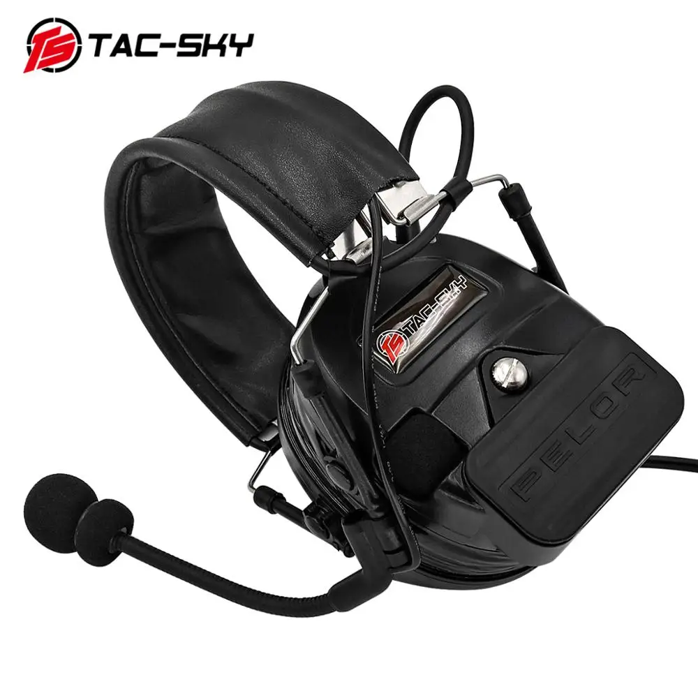 TAC-SKY outdoor sports hearing defense noise reduction pickup military shooting tactical headset COMTAC I silicone earmuffs BK