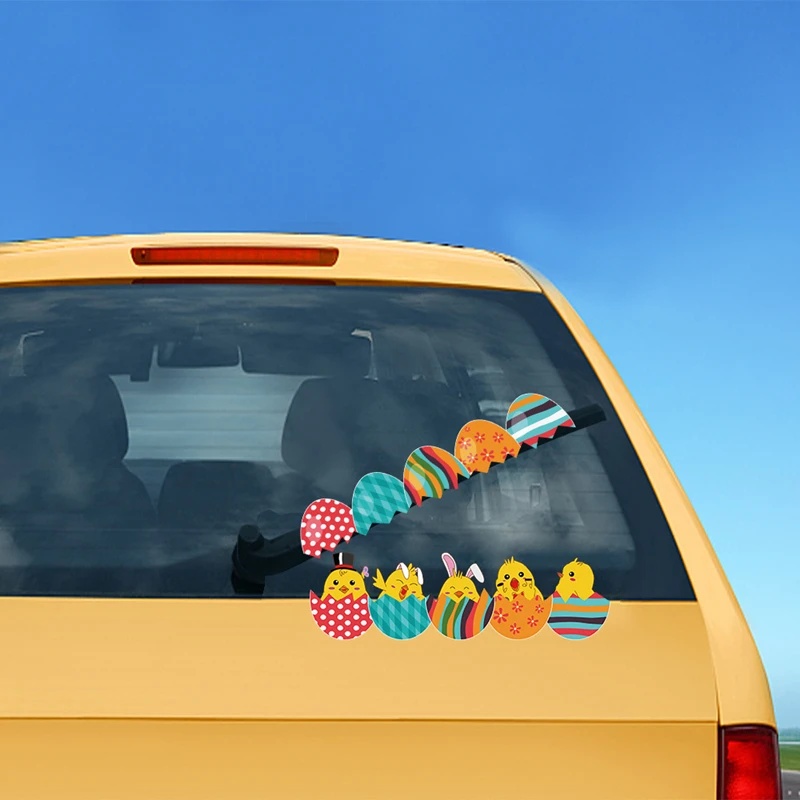 

Creative Chickens Broken Shell Sticker Novelty Cartoon Car Stickers For Car Auto Rear Windshield Wiper Exterior Accessories