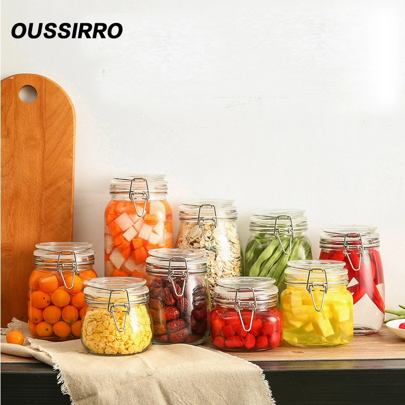 Банки с крышкой для меда большой емкости 1 шт. 500 750 1000 1500|glass storage bottles|storage bottlejar with lid