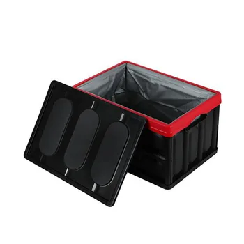 

30L/55L Multi-functional Lightweight Collapsible Plastic Storage Box Durable Stackable Folding Utility Crates with Lid Black