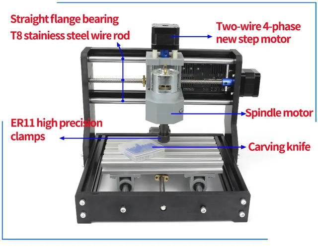  CNC PRO - Máquina de enrutador de madera de 3 ejes GRBL Control  USB Puerto DIY Mini CNC Router Machine Kit Grabador Fresado Máquina de  tallado para PCB de plástico acrílico