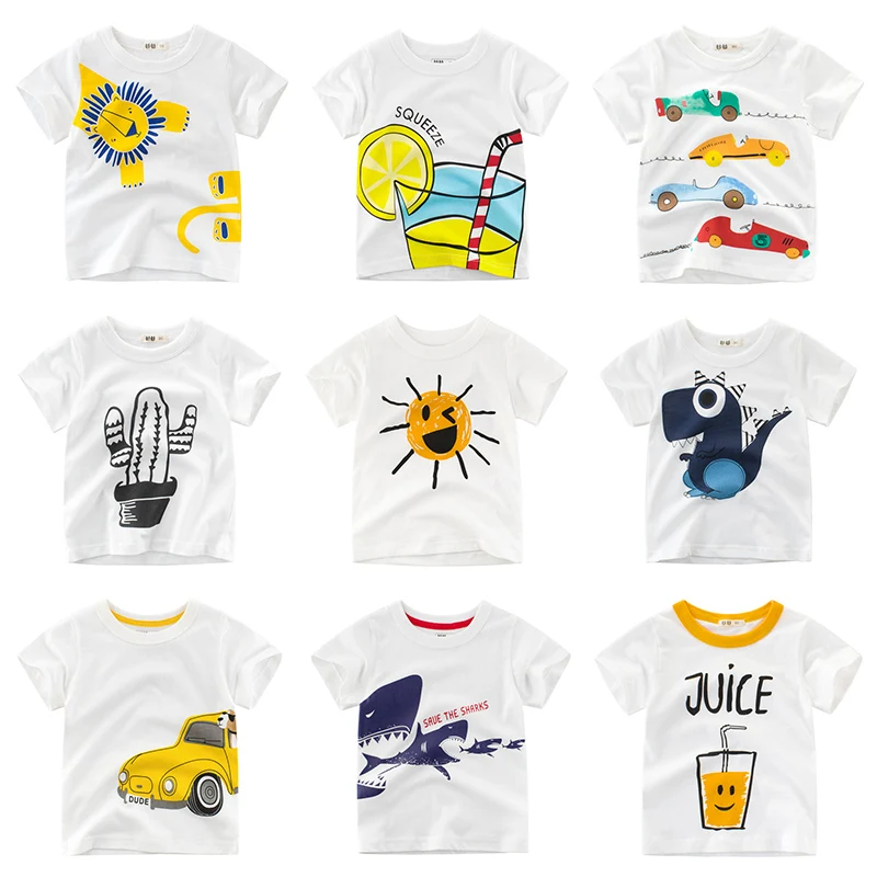 Белая футболка Детские топы для мальчиков и девочек одежда хлопковая с рисунком