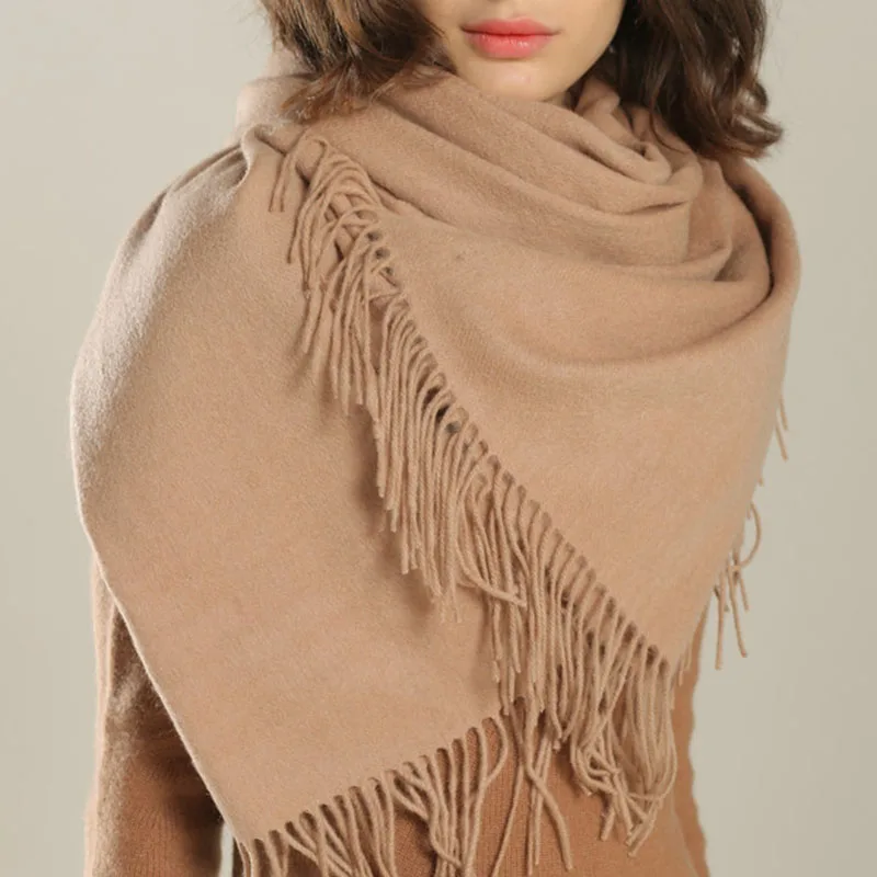 Высококачественный шерстяной длинный шарф, шаль, Осенний плотный вязаный шарф с кисточками, зимние женские шарфы, женские шали на шею, бандана на голову