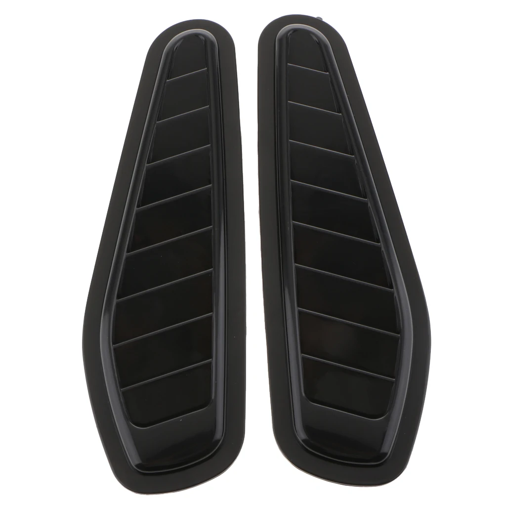 2Pcs Air Flow Intake Scoop Turbo Bonnet Hood Vent Grille Cover Fashion Black